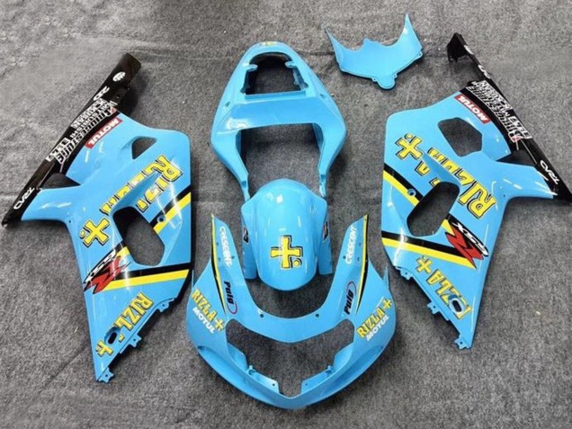 Lojas Carenagens Moto Suzuki GSXR 600 / GSXR 750 2001-2003 - Azul Claro Amarelo Preto Preto Rizla