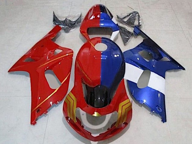 Lojas Carenagens Moto Suzuki GSXR 600 / GSXR 750 2001-2003 - Vermelho Azul Divisão Ouro