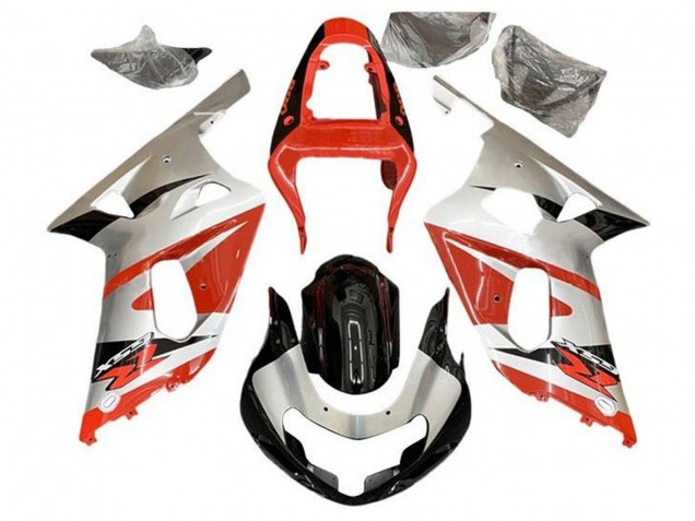 Lojas Carenagens Moto Suzuki GSXR 600 / GSXR 750 2001-2003 - Prata Vermelho Preto Brilhante