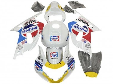 Lojas Carenagens Moto Suzuki GSXR 600 / GSXR 750 2001-2003 - Branco Azul Vermelho Amarelo Pepsi