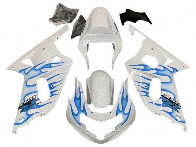 Lojas Carenagens Moto Suzuki GSXR 600 / GSXR 750 2001-2003 - Branco Azul Chama