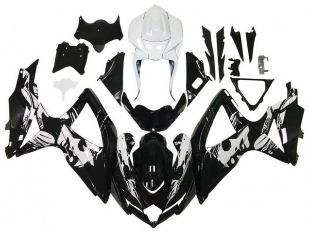 Lojas Carenagens Moto Suzuki GSXR 600 / GSXR 750 2008-2010 - Branco Preto Brilhante Leyla