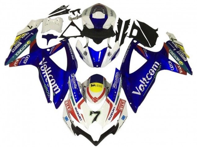 Lojas Carenagens Moto Suzuki GSXR 600 / GSXR 750 2008-2010 - Branco Azul Amarelo Vermelho Voltcom 7