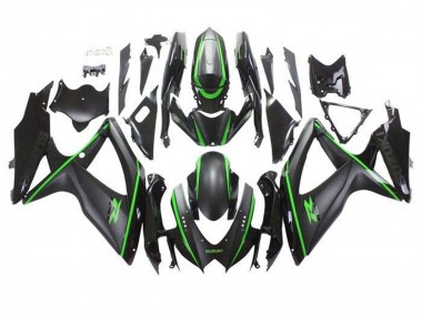 Lojas Carenagens Moto Suzuki GSXR 600 / GSXR 750 2008-2010 - Preto Fosco Verde Listra