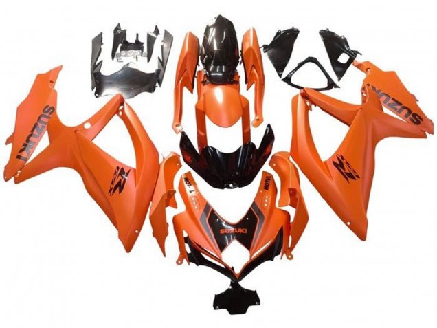 Lojas Carenagens Moto Suzuki GSXR 600 / GSXR 750 2008-2010 - Laranja Preto Brilhante Decal
