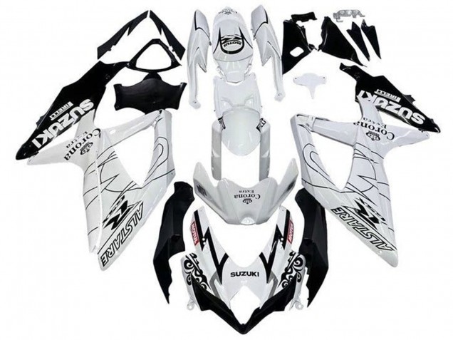 Lojas Carenagens Moto Suzuki GSXR 600 / GSXR 750 2008-2010 - Branco Preto Alstare Corona Extra Motul