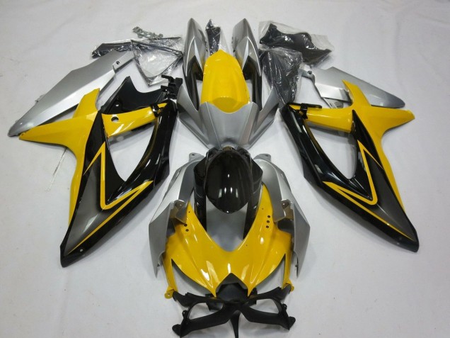 Lojas Carenagens Moto Suzuki GSXR 600 / GSXR 750 2008-2010 - Amarelo Prata Cinzento Preto