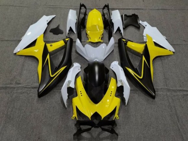 Lojas Carenagens Moto Suzuki GSXR 600 / GSXR 750 2008-2010 - Branco Amarelo Cinzento Preto