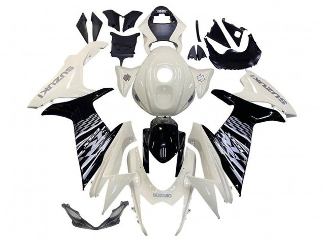 Lojas Carenagem Moto Suzuki GSXR 600 / GSXR 750 2011-2024 - Branco Preto Brilhante
