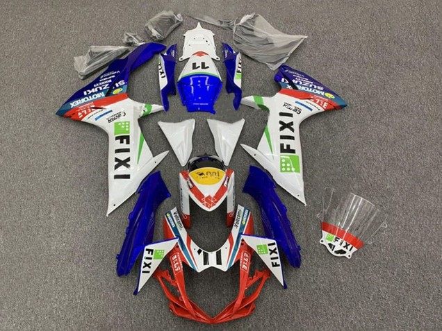 Lojas Carenagens Moto Suzuki GSXR 600 / GSXR 750 2011-2024 - Branco Azul Amarelo Vermelho Verde Fixi 11