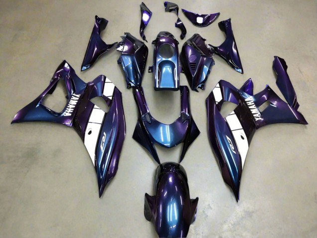 Lojas Carenagens Moto Yamaha YZF R7 2021-2024 - Camaleão Azul Roxo Branco