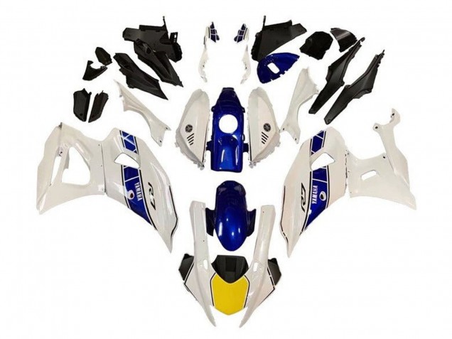 Lojas Carenagens Moto Yamaha YZF R7 2021-2024 - Branco Amarelo Azul Listra