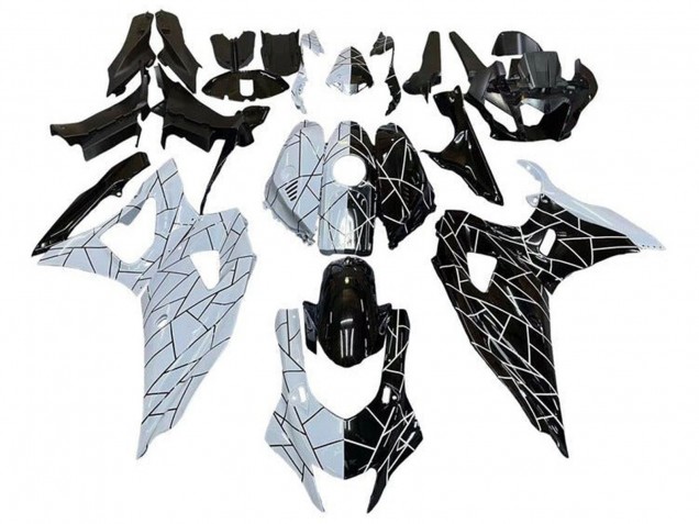 Lojas Carenagens Moto Yamaha YZF R7 2021-2024 - Branco Preto Divisão Listra