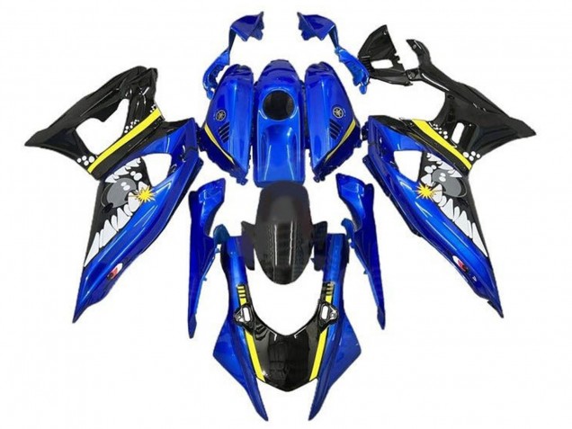 Lojas Carenagens Moto Yamaha YZF R7 2021-2024 - Azul Preto Amarelo Tubarão