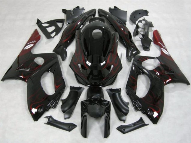 Lojas Carenagens Moto Yamaha YZF600R Thundercat 1996-2007 - Preto Brilhante Vermelho Chama
