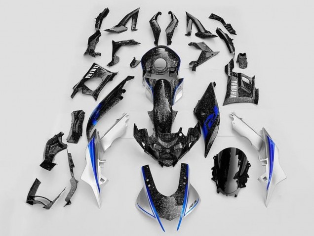 Lojas Carenagens Moto Yamaha YZF R3/R25 2019-2021 - Branco Azul Preto Forjado Fibra de Carbono Estilo