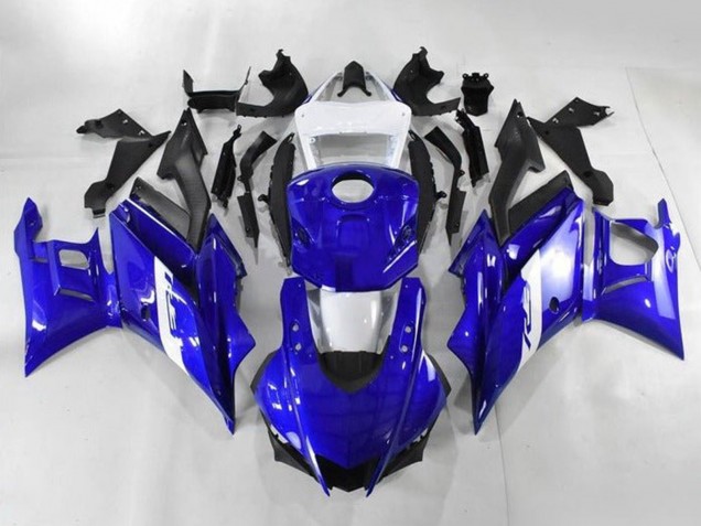 Lojas Carenagens Moto Yamaha YZF R3/R25 2019-2021 - Branco Azul Preto Fosco