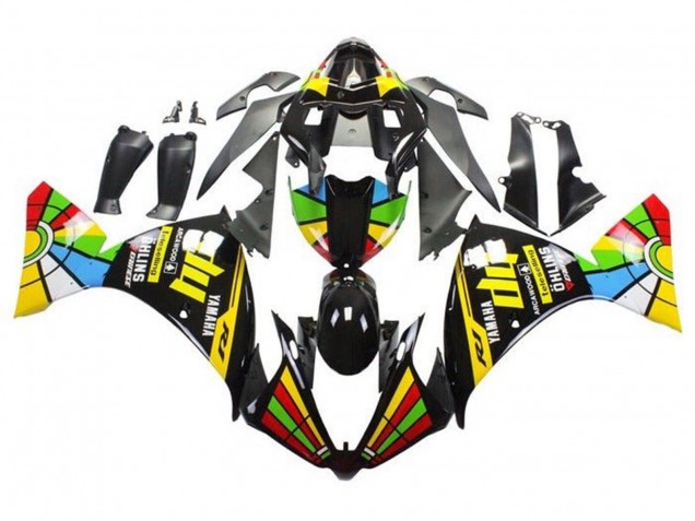 Lojas Carenagens Moto Yamaha YZF 1000 R1 2009-2011 - Preto Brilhante HP Roda das Cores