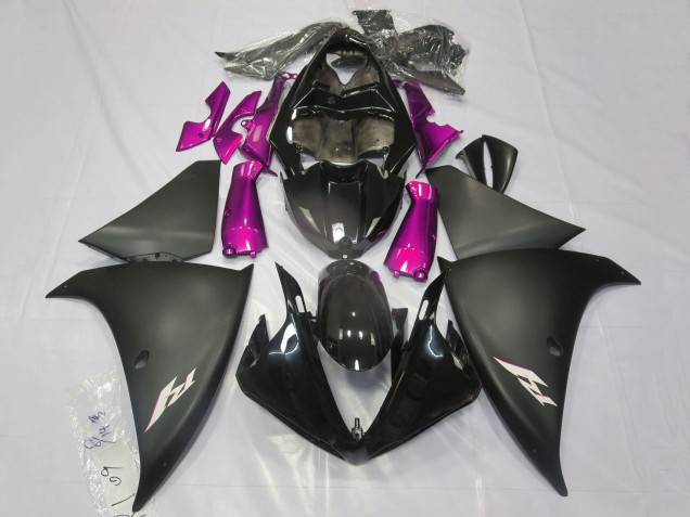 Lojas Carenagens Moto Yamaha YZF 1000 R1 2009-2011 - Preto Brilhante Preto Fosco Rosa