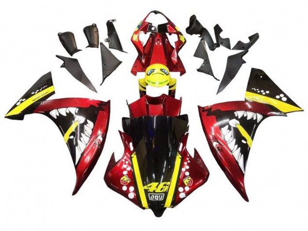 Lojas Carenagens Moto Yamaha YZF 1000 R1 2009-2011 - Vermelho Amarelo Preto Tubarão