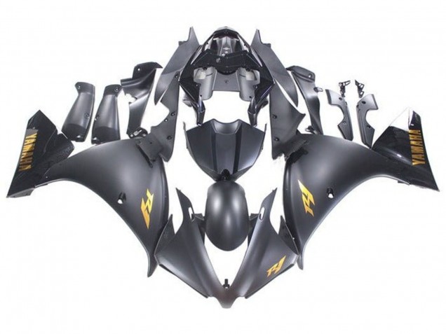 Lojas Carenagens Moto Yamaha YZF 1000 R1 2009-2011 - Preto Fosco Ouro Decalques