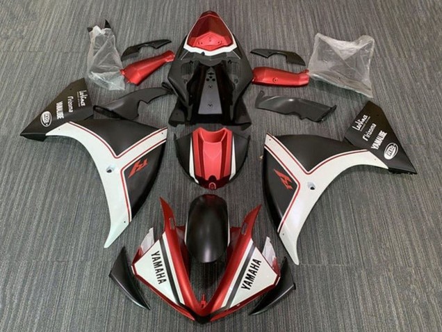 Lojas Carenagens Moto Yamaha YZF 1000 R1 2009-2011 - Branco Vermelho Preto Fosco