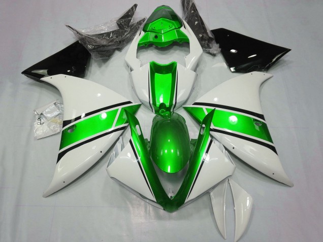 Lojas Carenagens Moto Yamaha YZF 1000 R1 2009-2011 - Branco Verde Metálico Preto