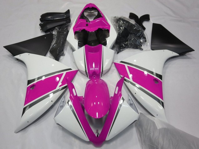 Lojas Carenagens Moto Yamaha YZF 1000 R1 2009-2011 - Branco Rosa Preto