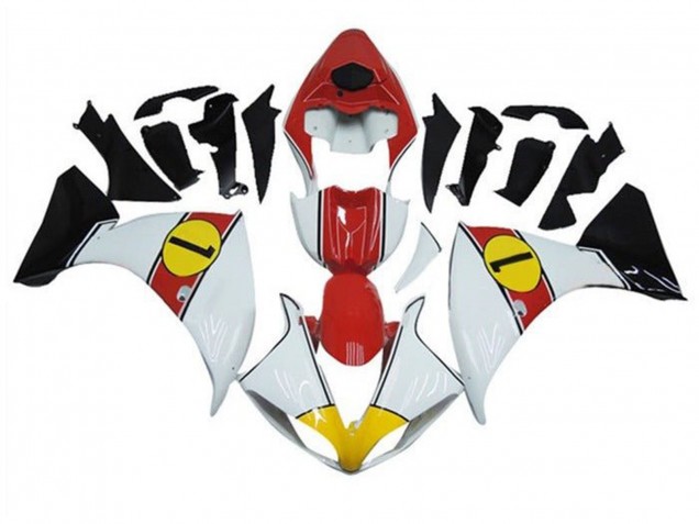 Lojas Carenagens Moto Yamaha YZF 1000 R1 2009-2011 - Branco Vermelho Amarelo Preto