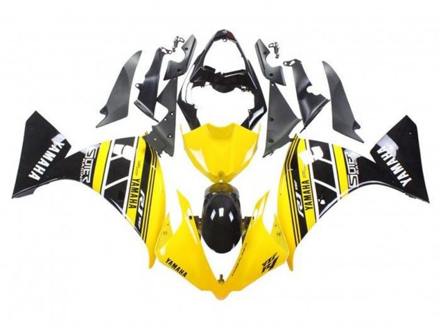 Lojas Carenagens Moto Yamaha YZF 1000 R1 2009-2011 - Amarelo Branco Preto Listra