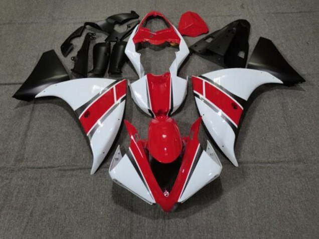 Lojas Carenagens Moto Yamaha YZF 1000 R1 2012-2014 - Vermelho Branco Preto Fosco