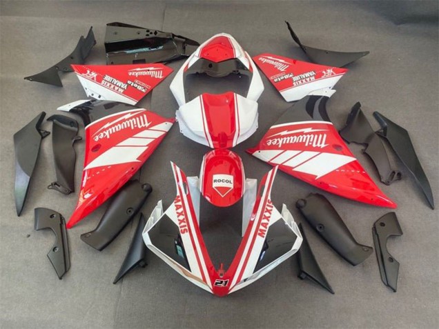 Lojas Carenagens Moto Yamaha YZF 1000 R1 2012-2014 - Branco Vermelho Milwaukee Rocol Maxxis