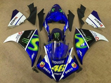Lojas Carenagens Moto Yamaha YZF 1000 R1 2012-2014 - Azul Branco Preto Verde MoviStar Monstro ENEOS
