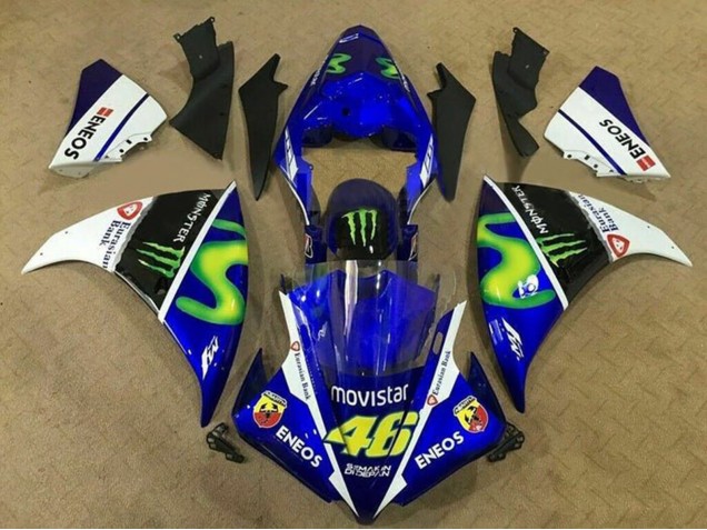 Lojas Carenagens Moto Yamaha YZF 1000 R1 2012-2014 - Azul Branco Preto Verde MoviStar Monstro ENEOS