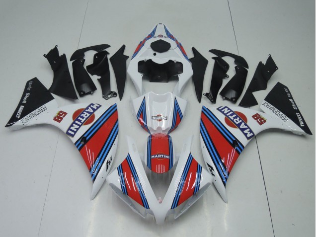 Lojas Carenagens Moto Yamaha YZF 1000 R1 2012-2014 - Branco Vermelho Azul Preto Martini
