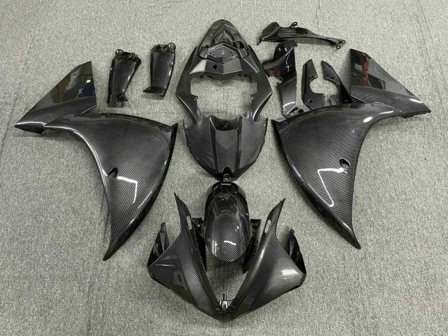 Lojas Carenagens Moto Yamaha YZF 1000 R1 2012-2014 - Falso Fibra de Carbono Cinzento Preto