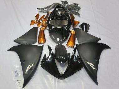 Lojas Carenagens Moto Yamaha YZF 1000 R1 2012-2014 - Preto Brilhante Preto Fosco Laranja