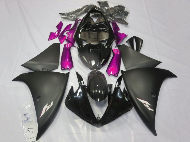 Lojas Carenagens Moto Yamaha YZF 1000 R1 2012-2014 - Preto Brilhante Preto Fosco Rosa