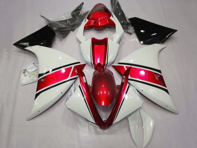 Lojas Carenagens Moto Yamaha YZF 1000 R1 2012-2014 - Branco Vermelho Preto Brilhante