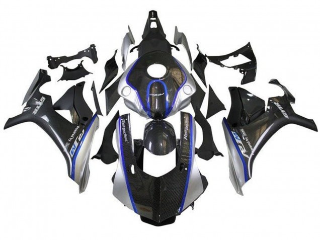Lojas Carenagens Moto Yamaha YZF 1000 R1 2015-2019 - Falso Fibra de Carbono Prata Azul R1M