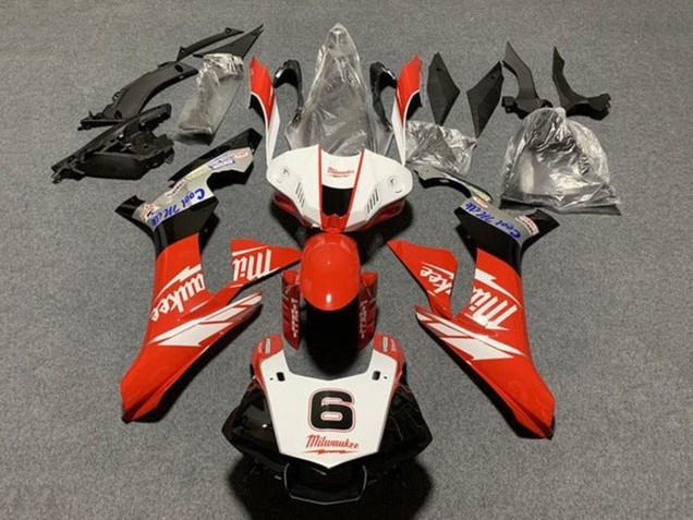 Lojas Carenagens Moto Yamaha YZF 1000 R1 2015-2019 - Branco Vermelho Preto Milwaukee