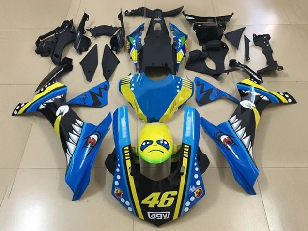 Lojas Carenagens Moto Yamaha YZF 1000 R1 2015-2019 - Azul Amarelo Preto Tubarão 46
