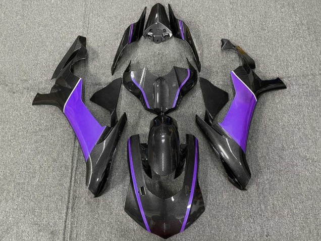 Lojas Carenagem Moto Yamaha YZF 1000 R1 2015-2019 - Falso Fibra de Carbono Roxo
