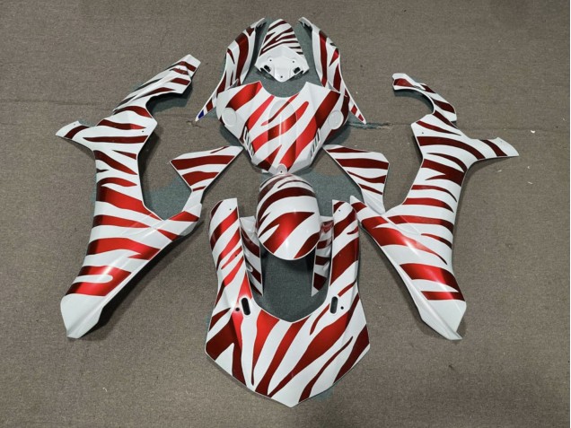 Lojas Carenagens Moto Yamaha YZF 1000 R1 2015-2019 - Branco Vermelho Zebra