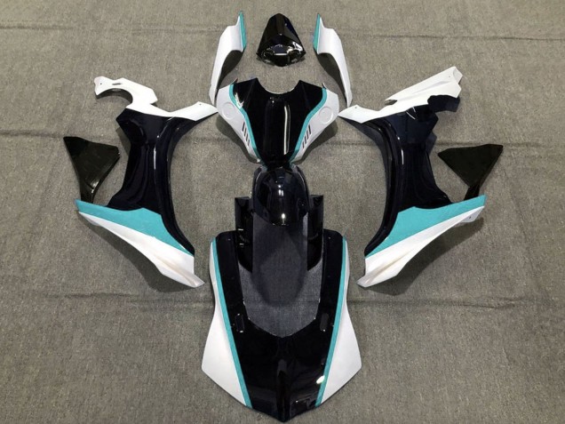 Lojas Carenagens Moto Yamaha YZF 1000 R1 2015-2019 - Preto Branco Azul Petróleo