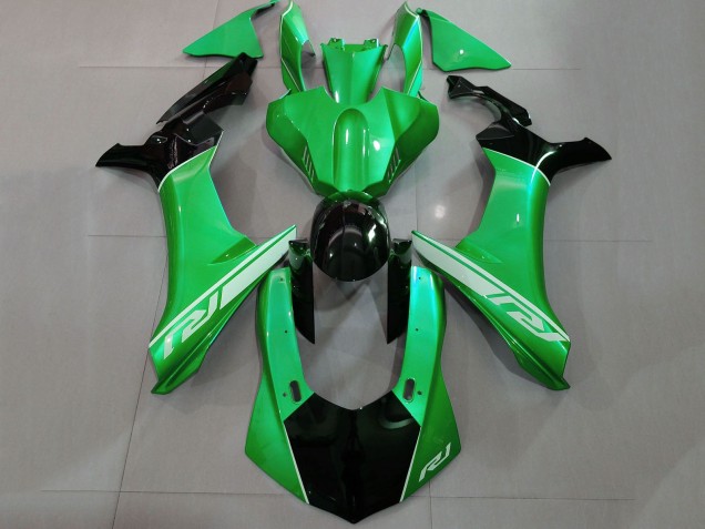 Lojas Carenagens Moto Yamaha YZF 1000 R1 2015-2019 - Verde Preto Brilhante Prata