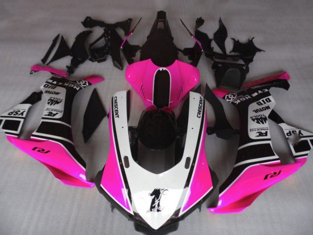Lojas Carenagens Moto Yamaha YZF 1000 R1 2015-2019 - Rosa Branco Preto Brilhante Motul YSP