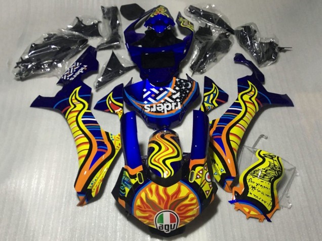 Lojas Carenagens Moto Yamaha YZF 1000 R1 2015-2019 - Azul Amarelo Laranja Tribal Sun