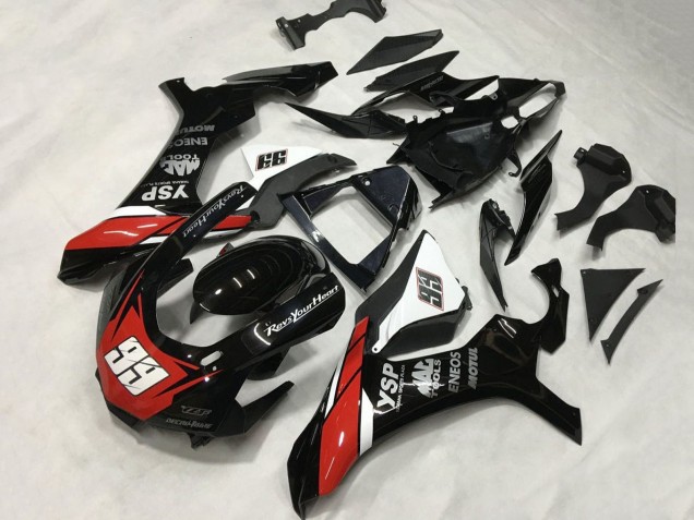 Lojas Carenagens Moto Yamaha YZF 1000 R1 2015-2019 - Preto Brilhante Branco Vermelho ENEOS Motul YSP 99