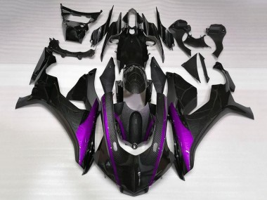 Lojas Carenagens Moto Yamaha YZF 1000 R1 2020-2025 - Falso Fibra de Carbono Roxo Listra